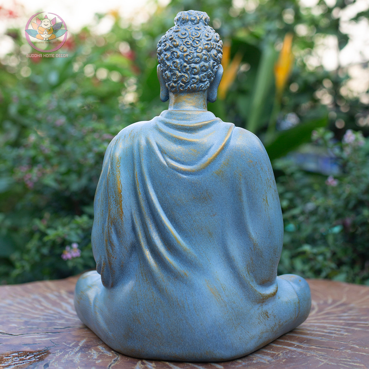 Large Blue Buddha Statue 13.8” | Meditating Buddha Figurine | Resin Sculpture for Altar, Zen Garden, Yoga Studio, Spiritual Gift