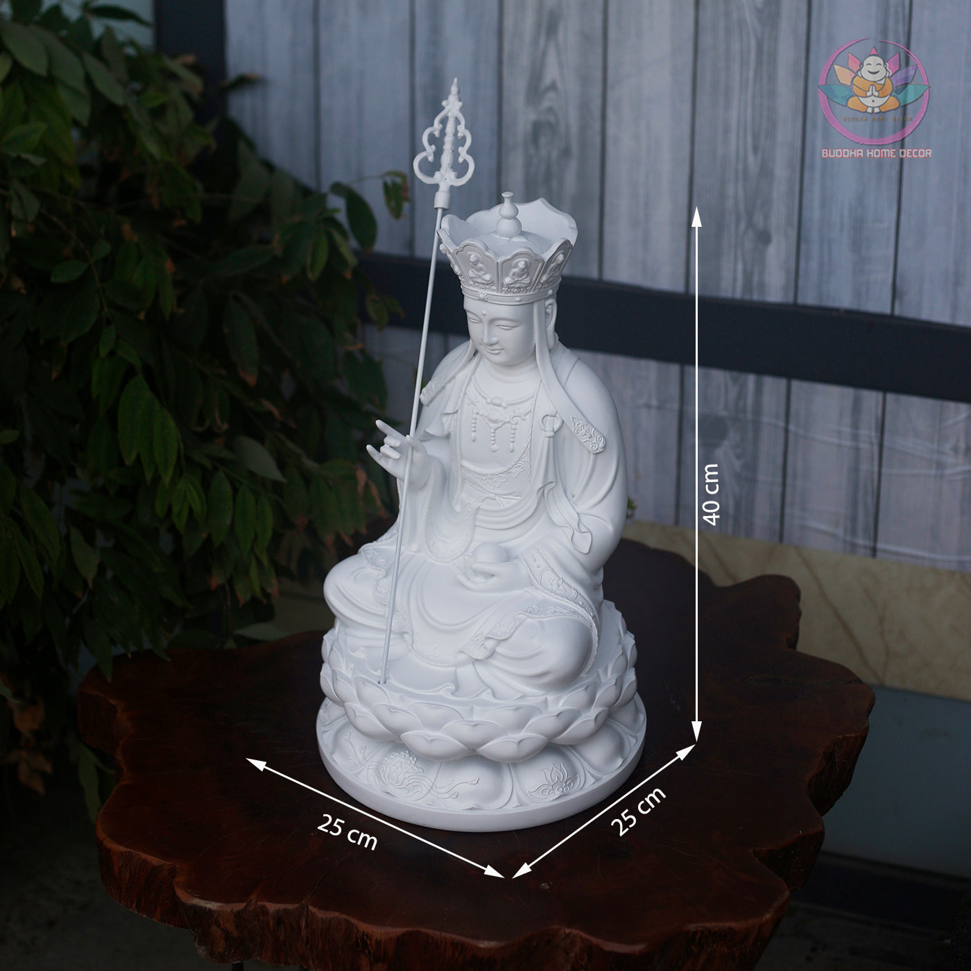 White Ksitigarbha Statue – 15.7" Resin Jizo Bodhisattva Figurine – Zen Home Altar, Meditation Room, Asian Spiritual Decor Gift