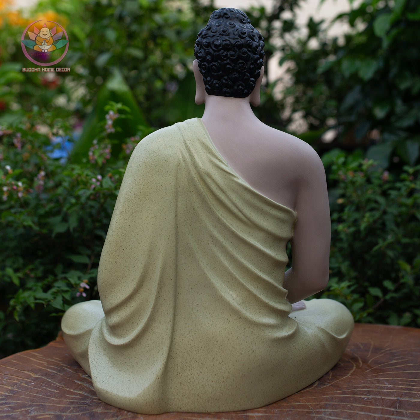 Shakyamuni Buddha Statue – 15" (38cm) Cream Yellow Finish | Meditation Pose | Handcrafted Resin Sculpture from Vietnam