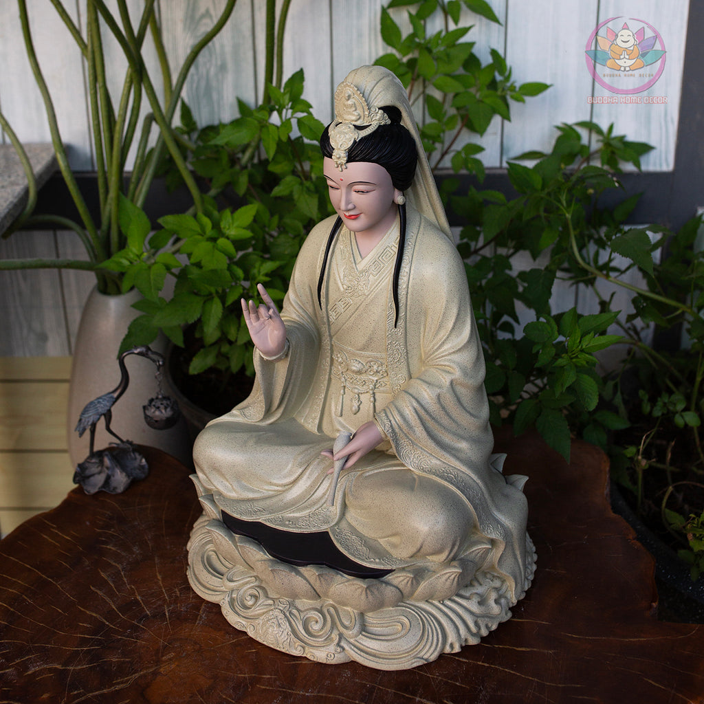 Large Guanyin Statue 15.7” | Kuan Yin Goddess of Mercy Figurine | Resin Sculpture for Altar, Zen Home, Meditation, Spiritual Gift