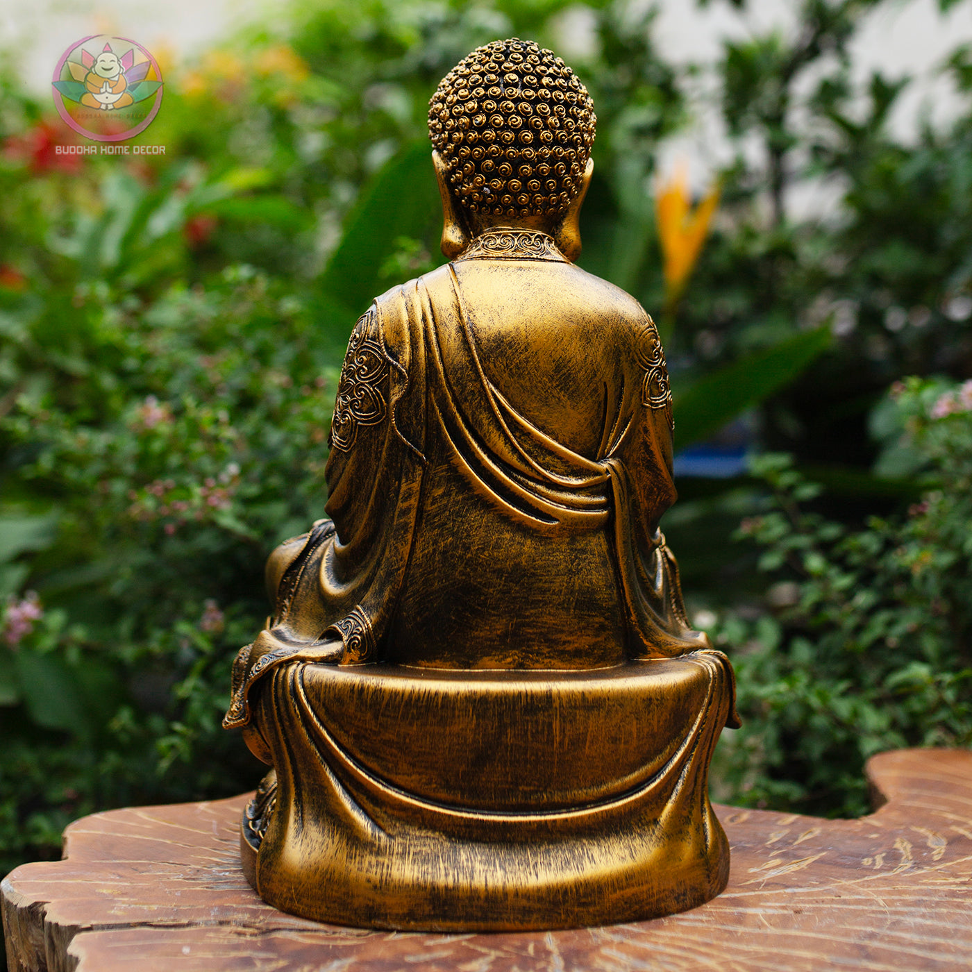 Amitabha Buddha Statue – Antique Bronze Resin Sculpture – Zen Meditation Decor, Buddhist Altar Ornament, Spiritual Gift