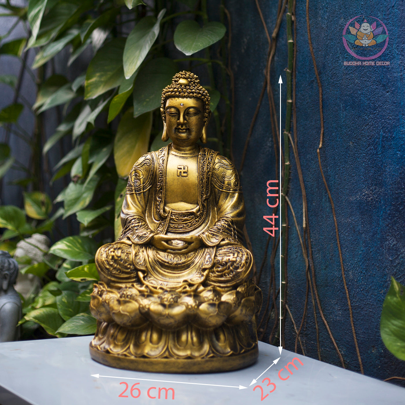 Amitabha Buddha Statue – Antique Bronze Finish Resin Sculpture – Zen Meditation Decor, Buddhist Altar Ornament, Spiritual Gift