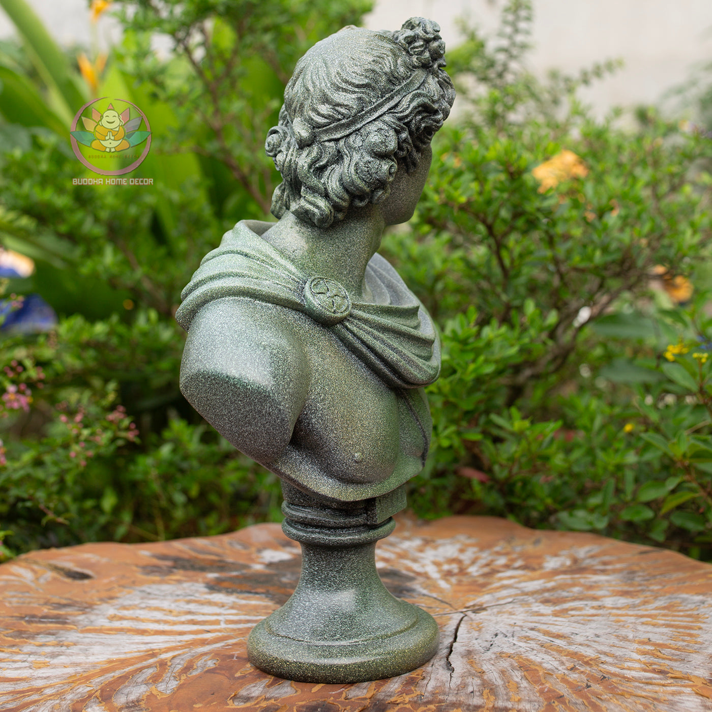 Green Stone Finish Apollo Bust Sculpture: Greek God Statue | Roman Bust