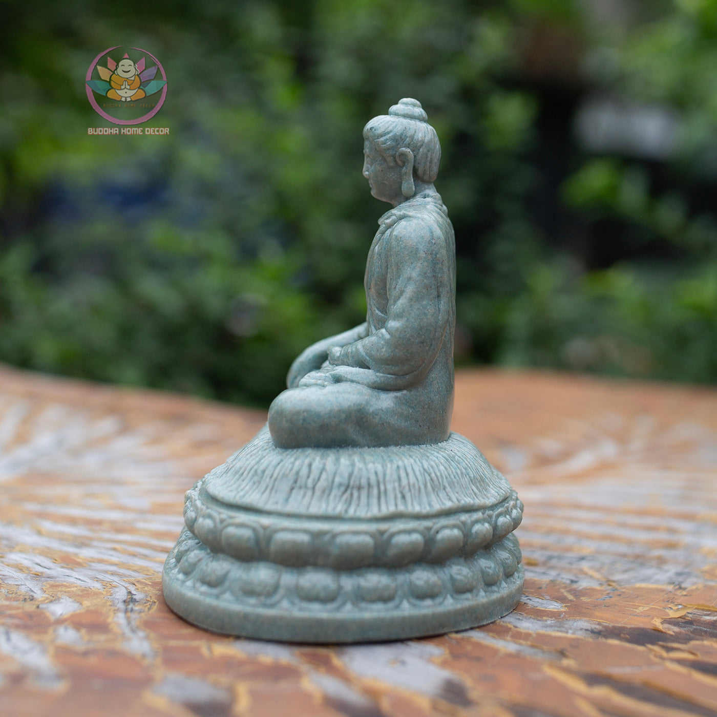 Mini Shakyamuni Buddha Statue – 5.1" Resin Stone Figurine | Small Meditating Buddha on Lotus
