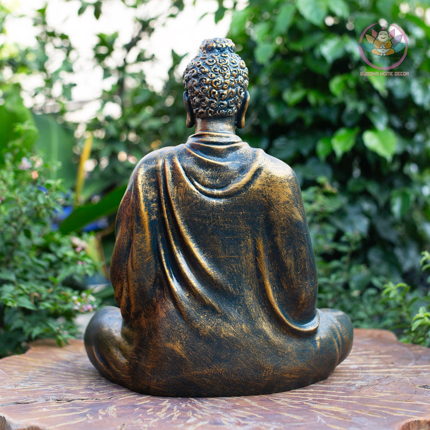 Bronze-Finish Buddha Statue – 14.6" Resin Shakyamuni Buddha Figurine – Zen Home Altar, Meditation Room, Asian Spiritual Decor Gift