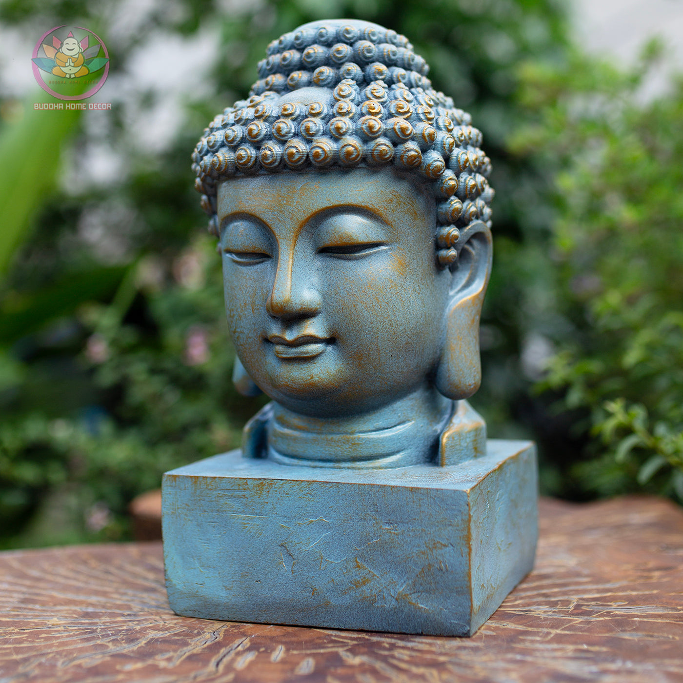 Blue Buddha Head Statue Resin Sculpture – Zen Home Decor, Meditation Altar Figurine, Yoga Studio Accent, Spiritual Gift