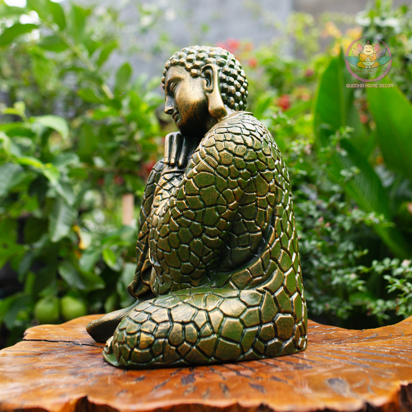 Resting Buddha Statue – Silver Finish Resin Sculpture – Zen Meditation Decor, Mindfulness Gift, Buddhist Home Altar Ornament - 13.4 inches