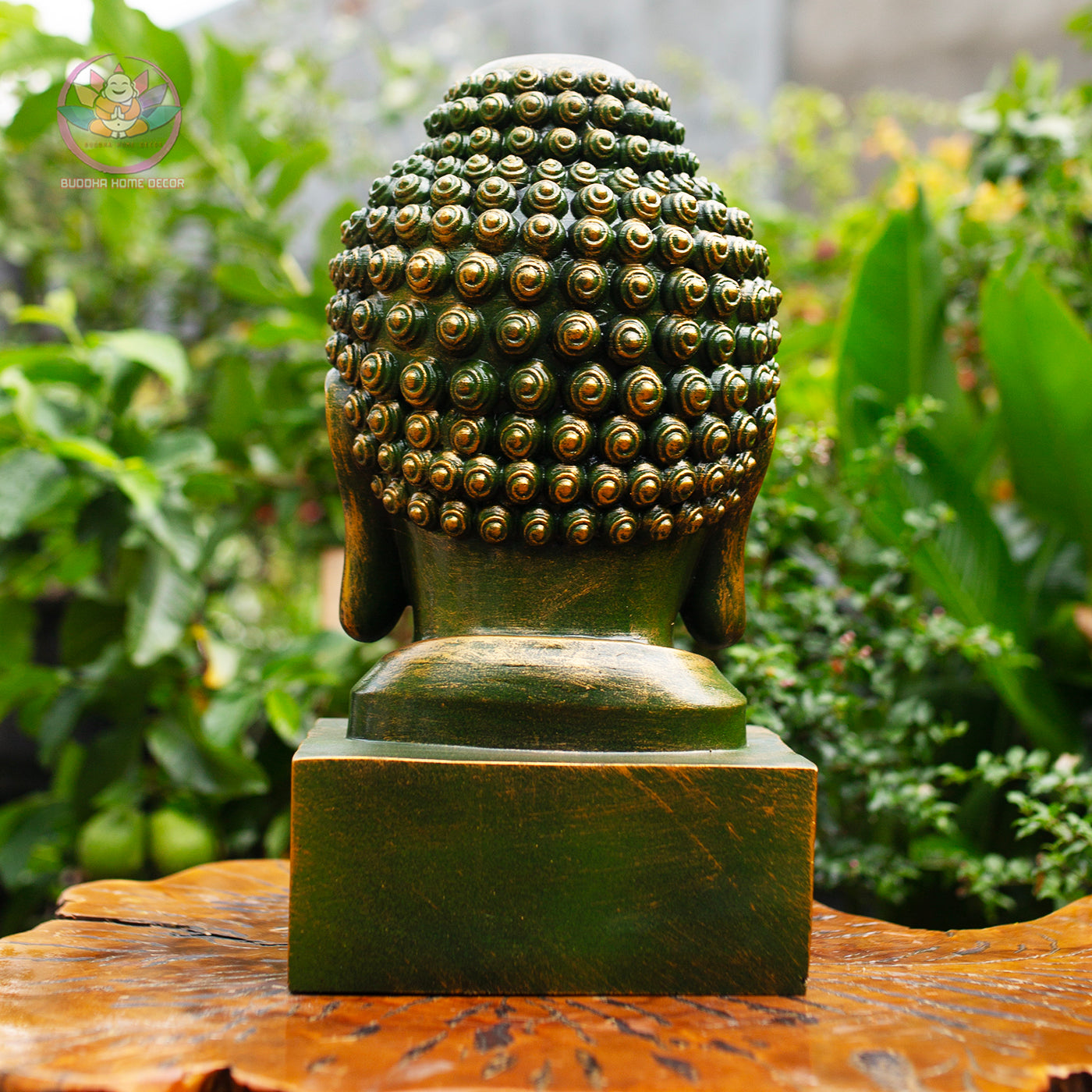 Buddha Head Statue – Antique Bronze Resin Sculpture – Zen Home Decor, Meditation Space Accent, Spiritual Gift, Asian Art Ornament