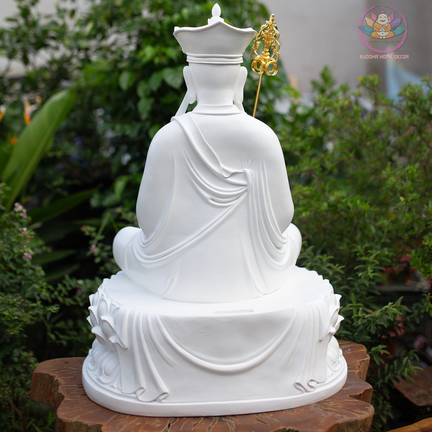 Ksitigarbha Bodhisattva Statue 25.6" – Large White Composite Jizo Buddhist Sculpture, Zen Altar Temple Decor