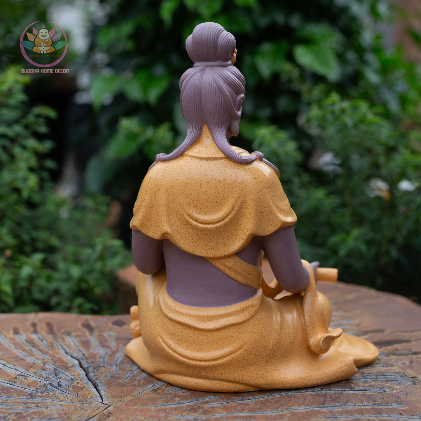 Guanyin Bodhisattva Statue 9.8" – Resin & Stone Powder Seated Kwan Yin in Golden Jade Finish