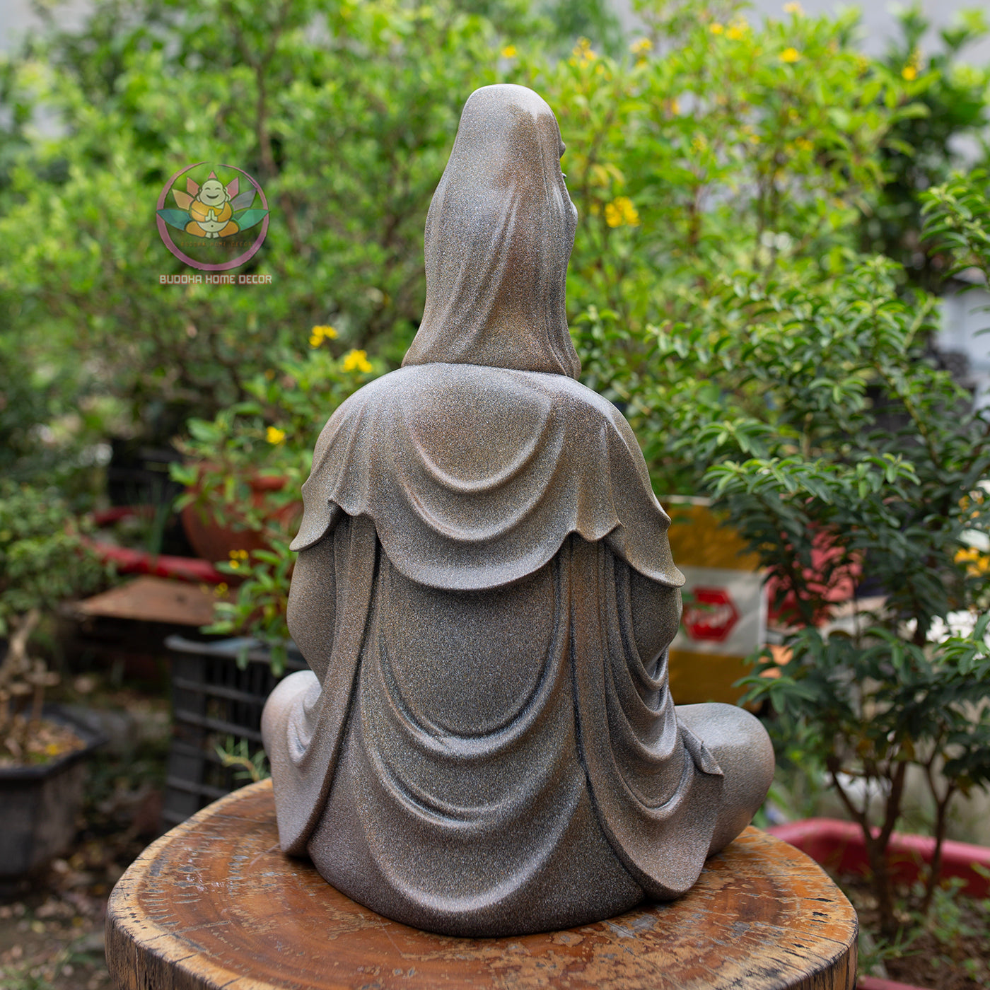 Seated Quan Yin Statue 18.5" | Composite Resin and Stone Powder | White Finish Guan Yin Bodhisattva