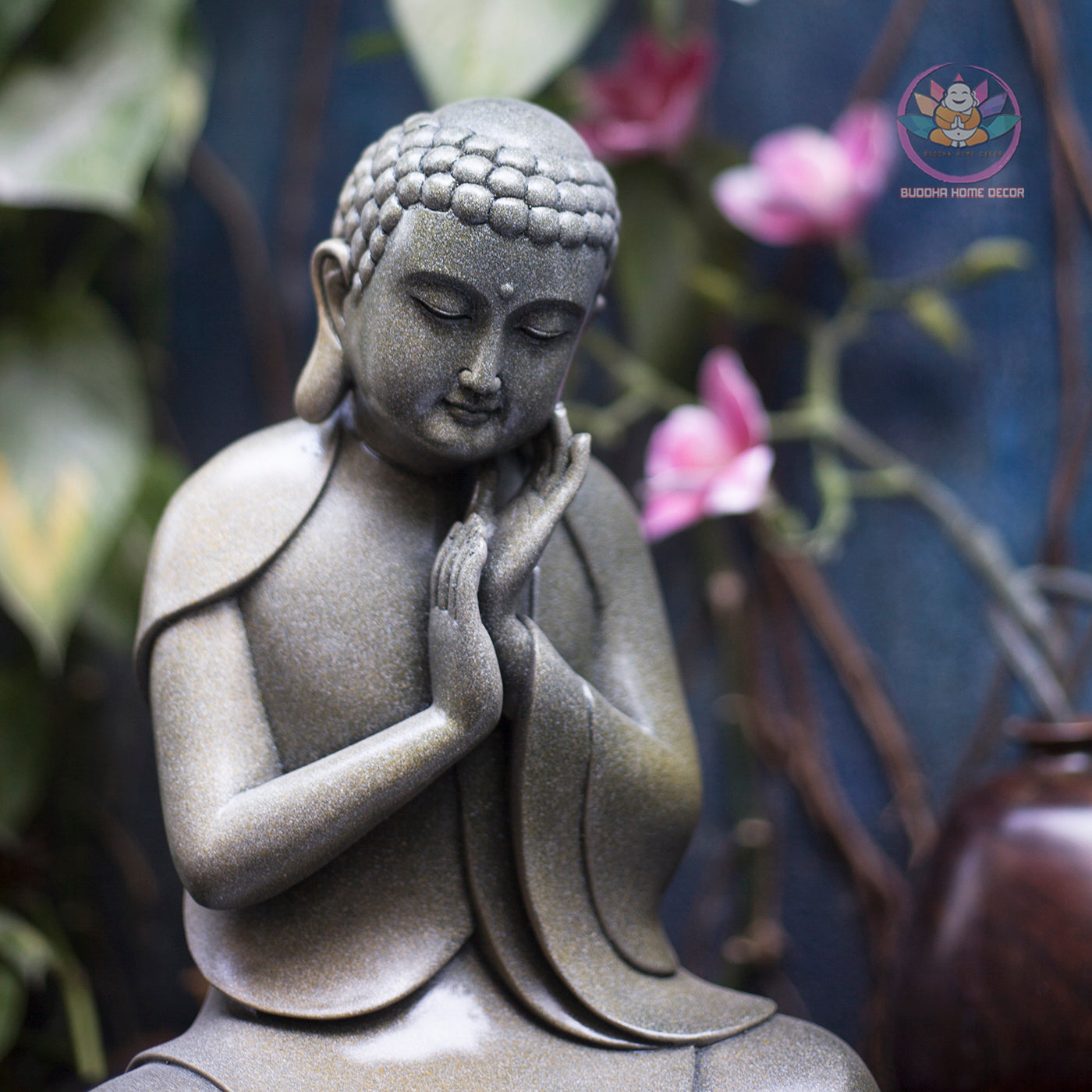 Modern Minimalist Peaceful Buddha - Zen Buddha Statue – 13.8" (35cm) | Stone-Effect Resin | Handmade Spiritual Decor from Vietnam