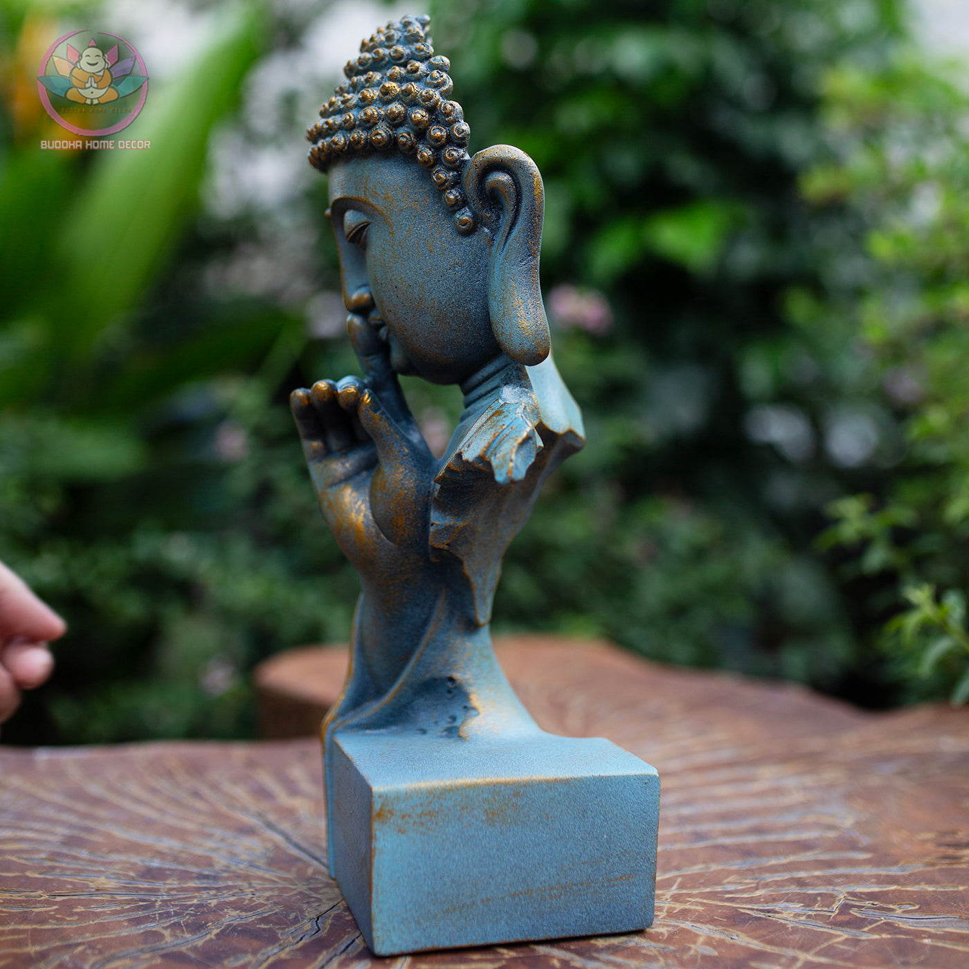 Blue Buddha Bust Statue Resin Sculpture – Zen Home Decor, Meditation Altar Figurine, Spiritual Gift, Yoga Room Accent