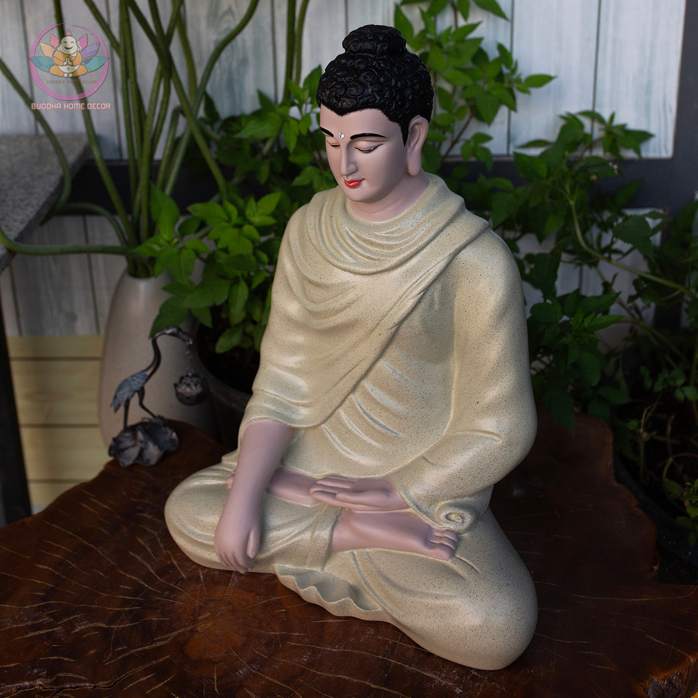 Granite-Look Buddha Statue – Shakyamuni in Meditation | 3D Printed & Hand-Finished | 18.1" Resin Sculpture | Vietnamese Handmade Altar Decor