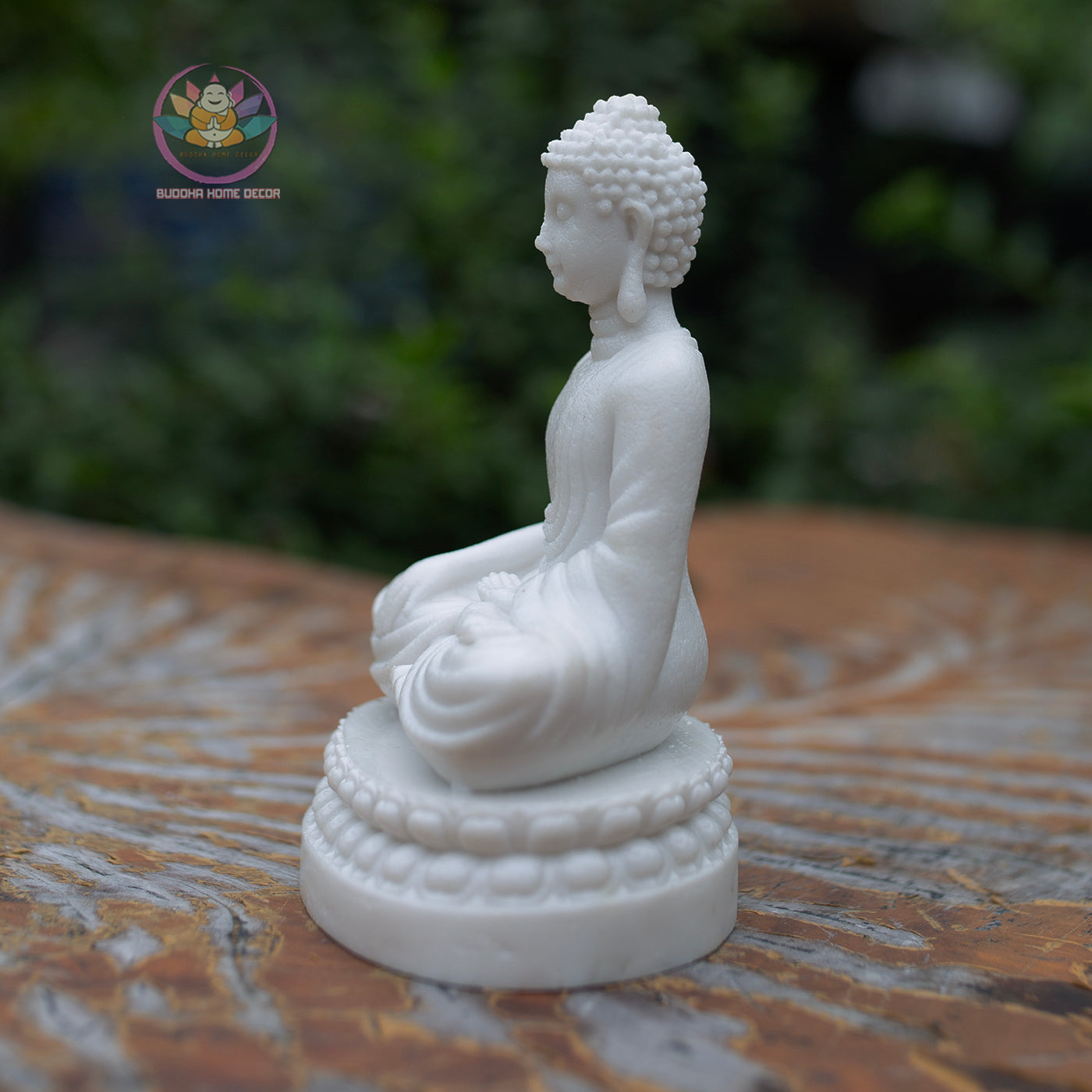 White Shakyamuni Buddha Statue 5" | Composite Resin and Stone Powder