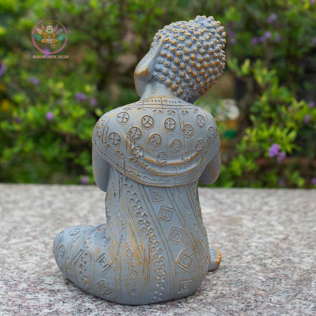 Antique bronze blue Sleeping Buddha Statue for Home Decor – Handmade Zen Buddha Sculpture