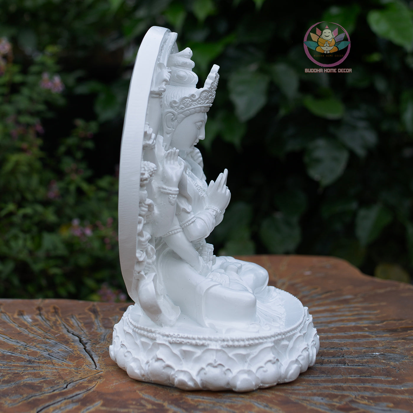 Cundi Bodhisattva Statue 9.4" – White Resin Multi-Armed Buddha for Home & Altar Decor