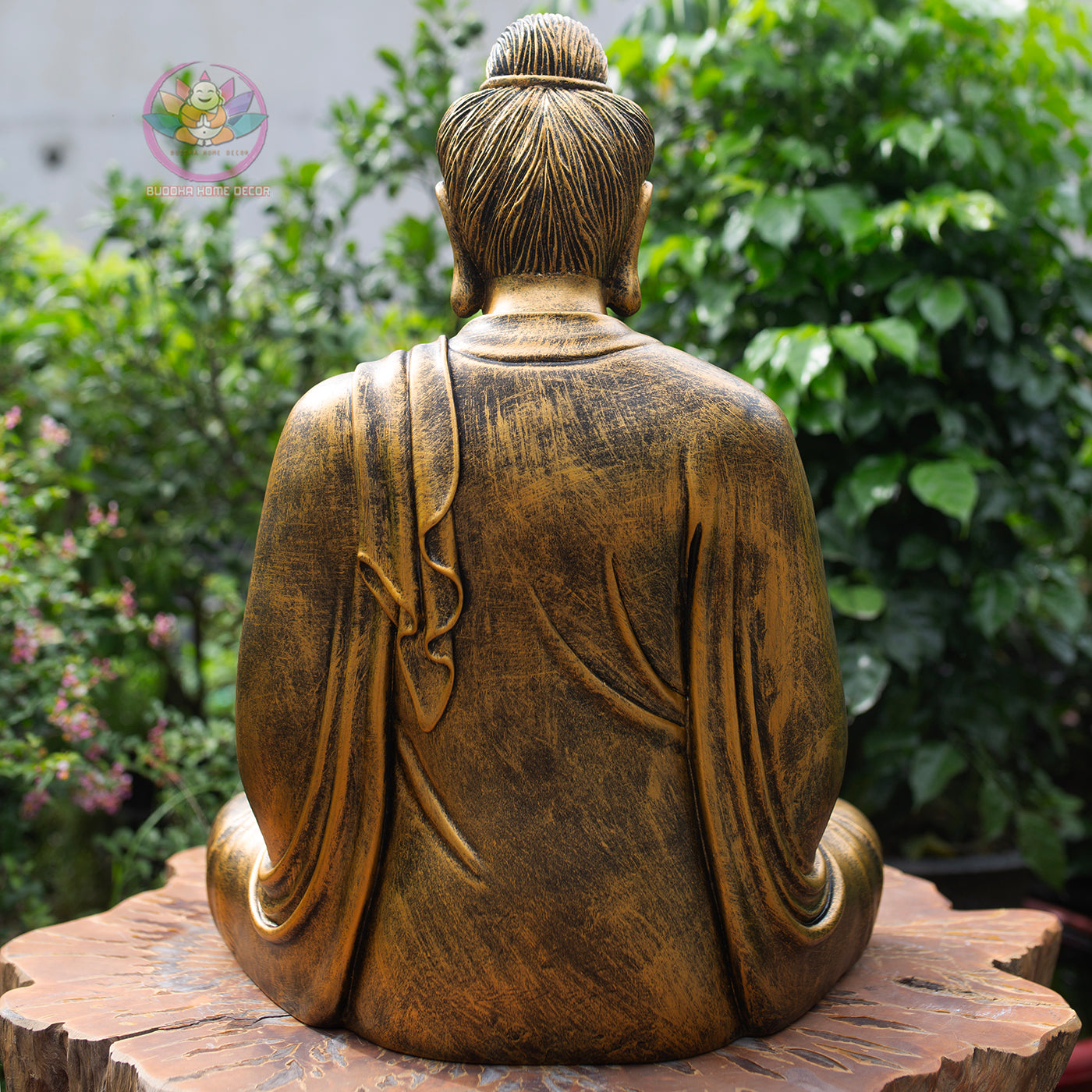 Antique Bronze Finish Buddha Statue – Large Seated Shakyamuni Meditation Sculpture for Home & Garden
