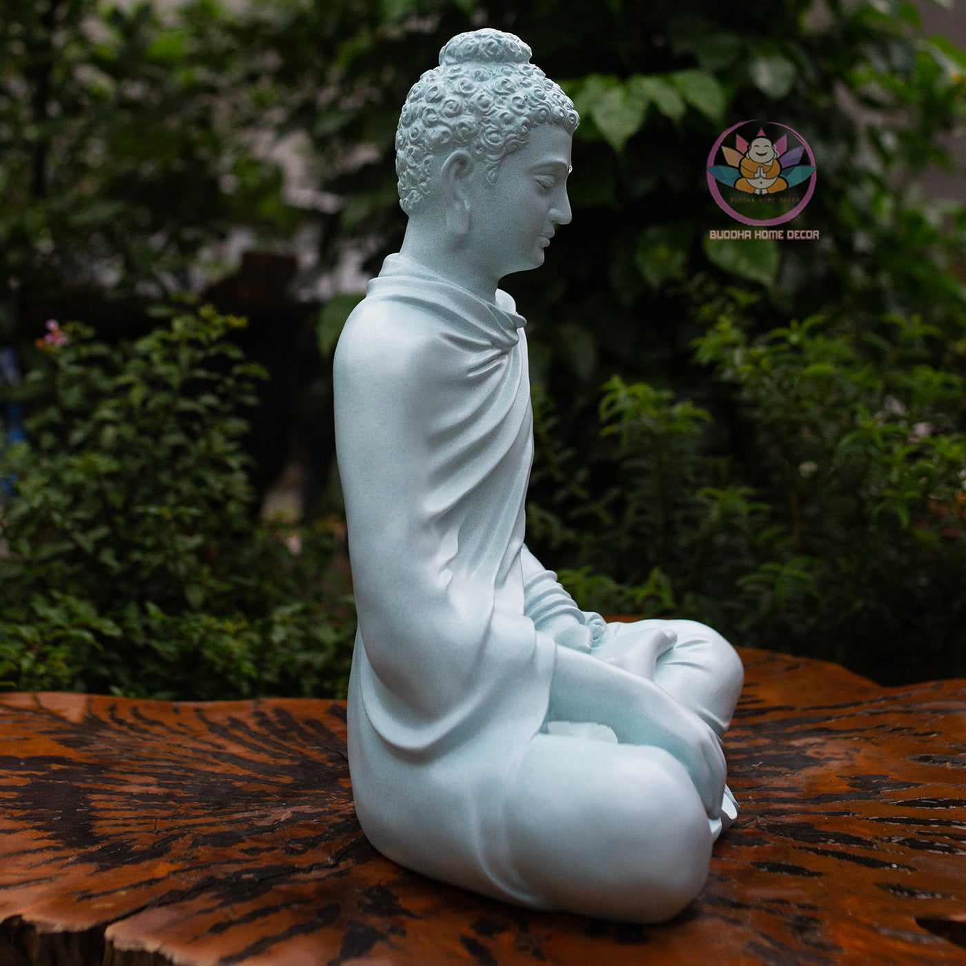 Shakyamuni Buddha Statue 14.5" – Greyish Teal Finish Seated Meditation Buddha