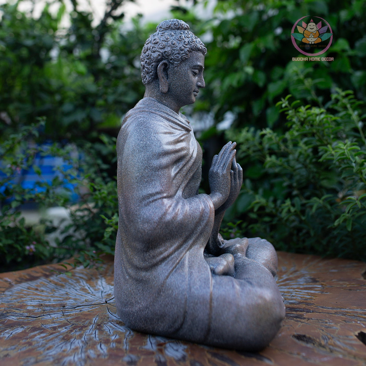 Shakyamuni Buddha Statue 14.5" | Composite Resin and Stone Powder | Granite Stone Finish | Turning the Wheel of Dharma Pose