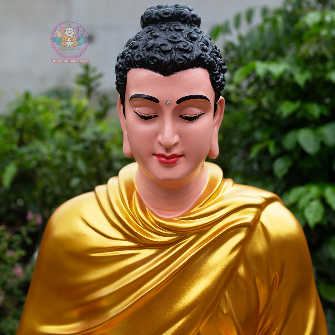 Shakyamuni Buddha Statue 29.5" – Large Composite Seated Buddha with Golden Robe