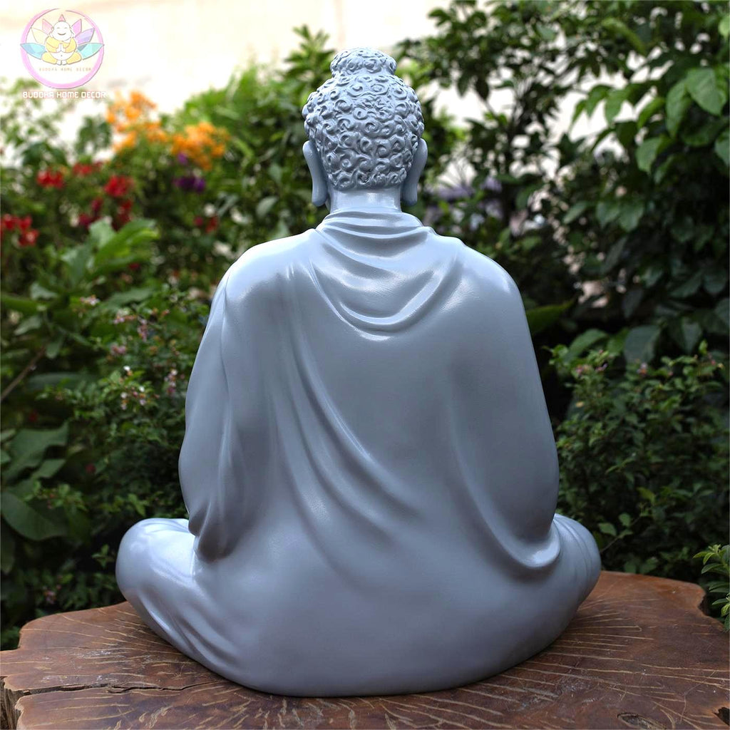Blue Shakyamuni Buddha Statue – 19.7" (50cm) Meditation Pose | Gloss Resin Sculpture | Handcrafted Buddhist Decor from Vietnam