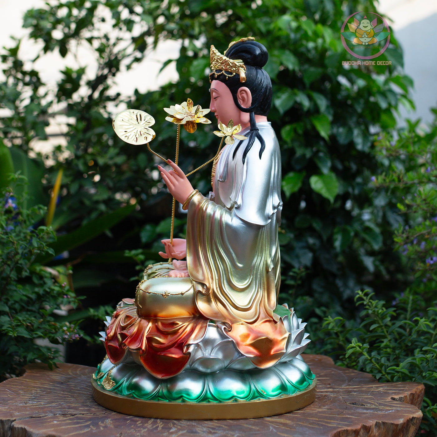 Multicolor Mahasthamaprapta Statue – 19.7" Resin Bodhisattva Figurine – Zen Home Altar, Meditation Space, Asian Spiritual Decor Gift