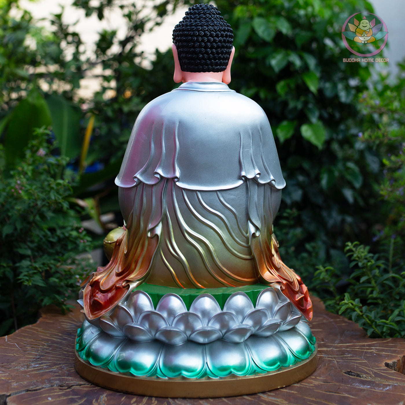 Multicolor Buddha Statue – 19.7" Resin Amitabha Buddha Figurine – Zen Home Altar, Meditation Room, Asian Spiritual Decor Gift
