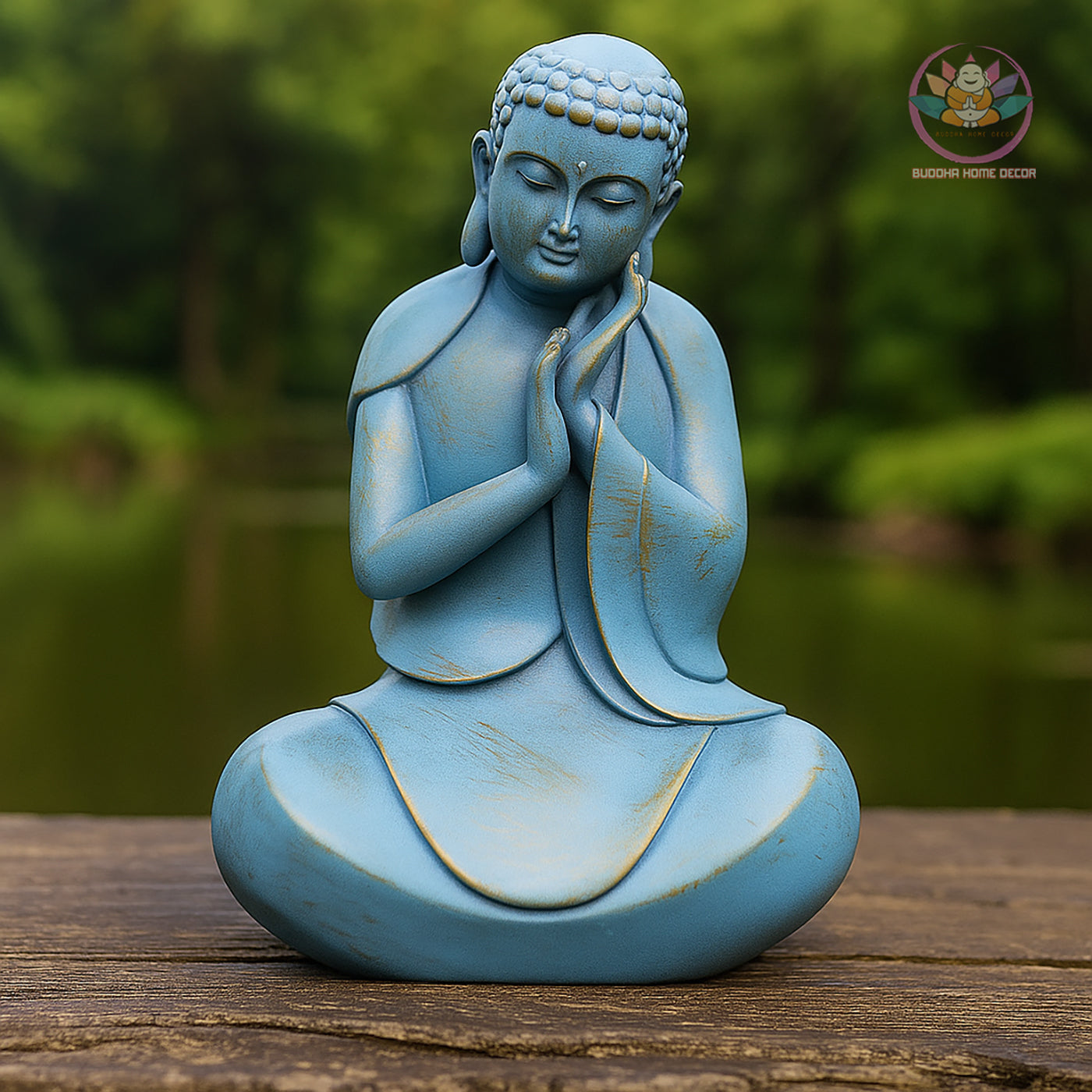 Peaceful Buddha Statue – Blue Serenity Resin Sculpture – Zen Meditation Decor, Buddhist Altar Ornament, Mindfulness Spiritual Gift