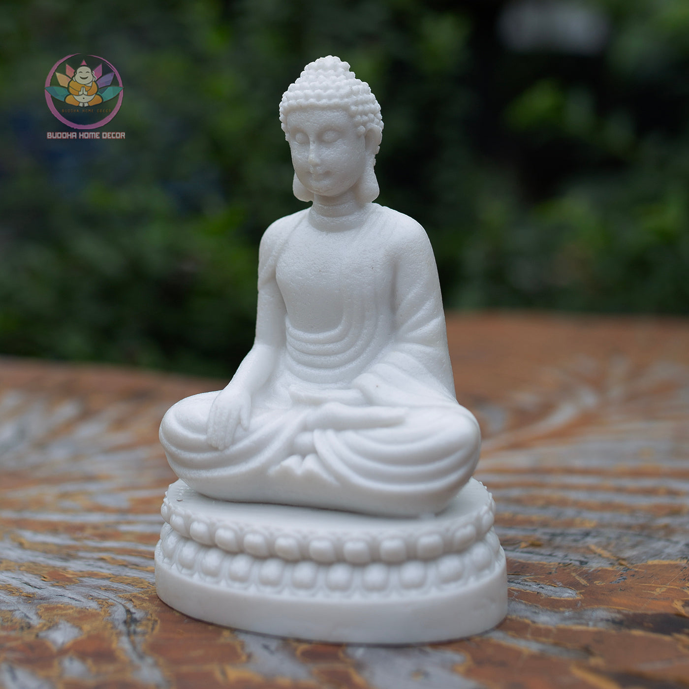White Shakyamuni Buddha Statue 5" | Composite Resin and Stone Powder