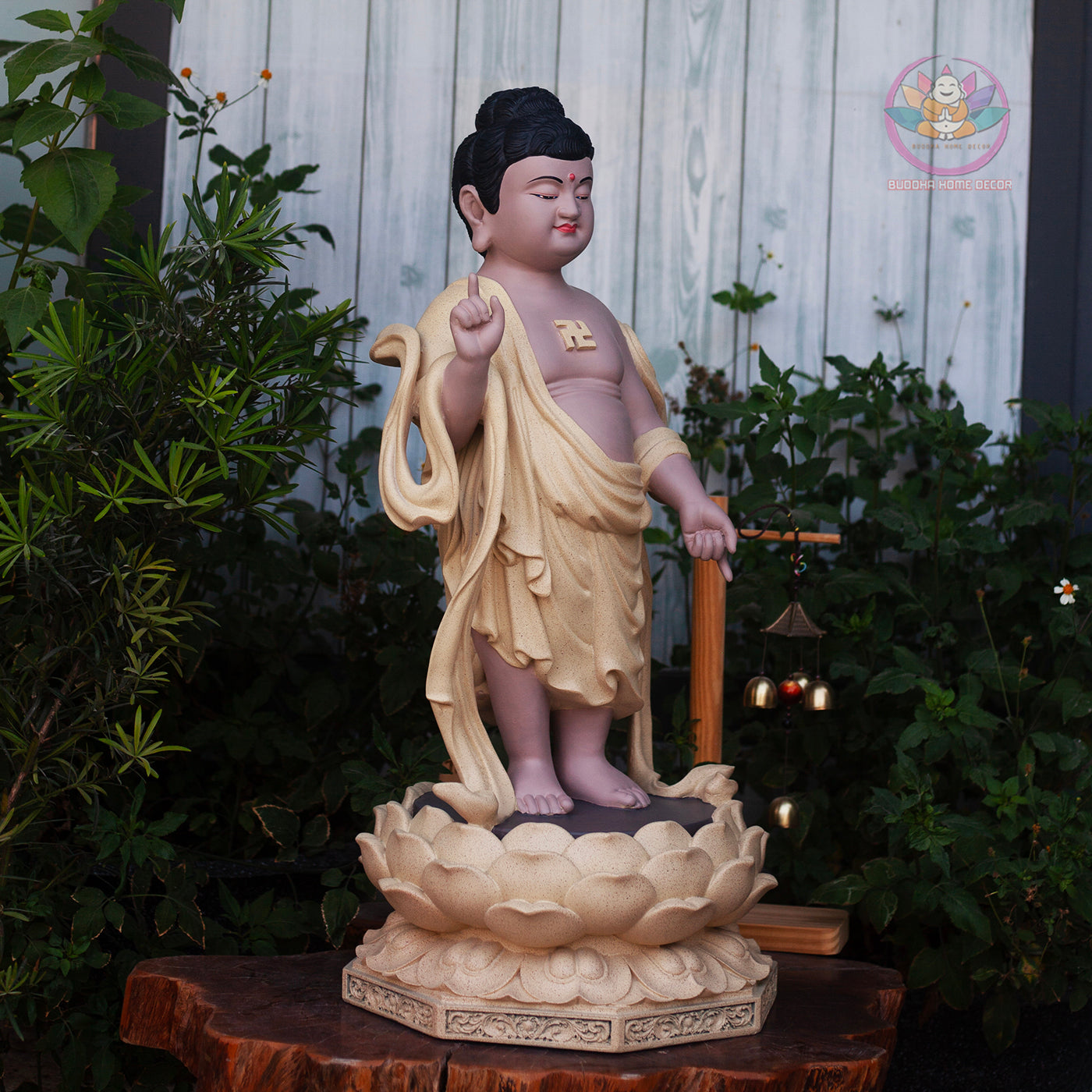 Baby Buddha Statue 27.5" – Resin Prince Siddhartha Birth of Buddha Sculpture, Phật Đản Sanh Figurine, Vesak Altar Zen Home Decor