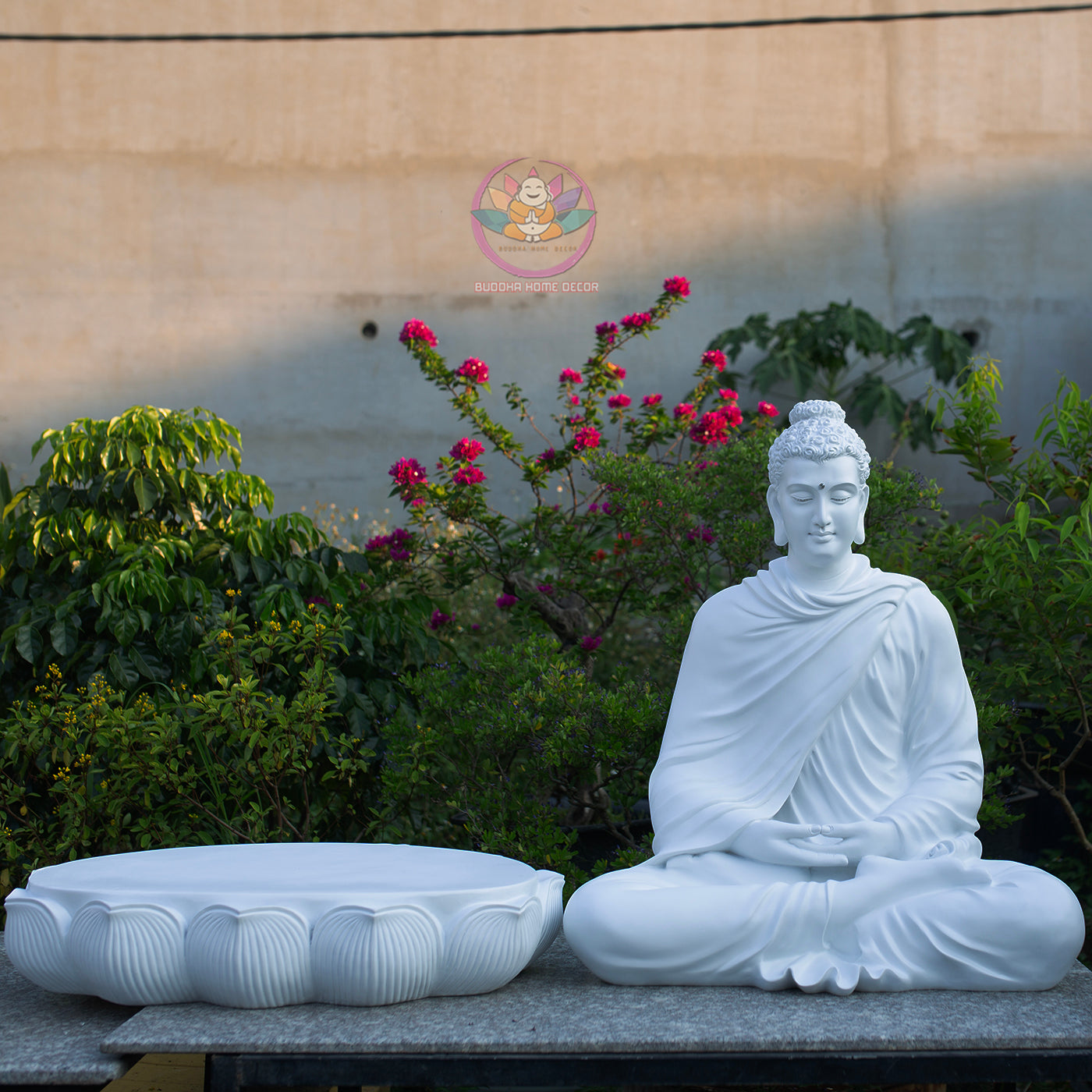 Shakyamuni Buddha Meditation Statue White Robe, Large Buddha Sculpture, Zen Decor, Buddhist Altar Statue, Spiritual Home Decor Gift