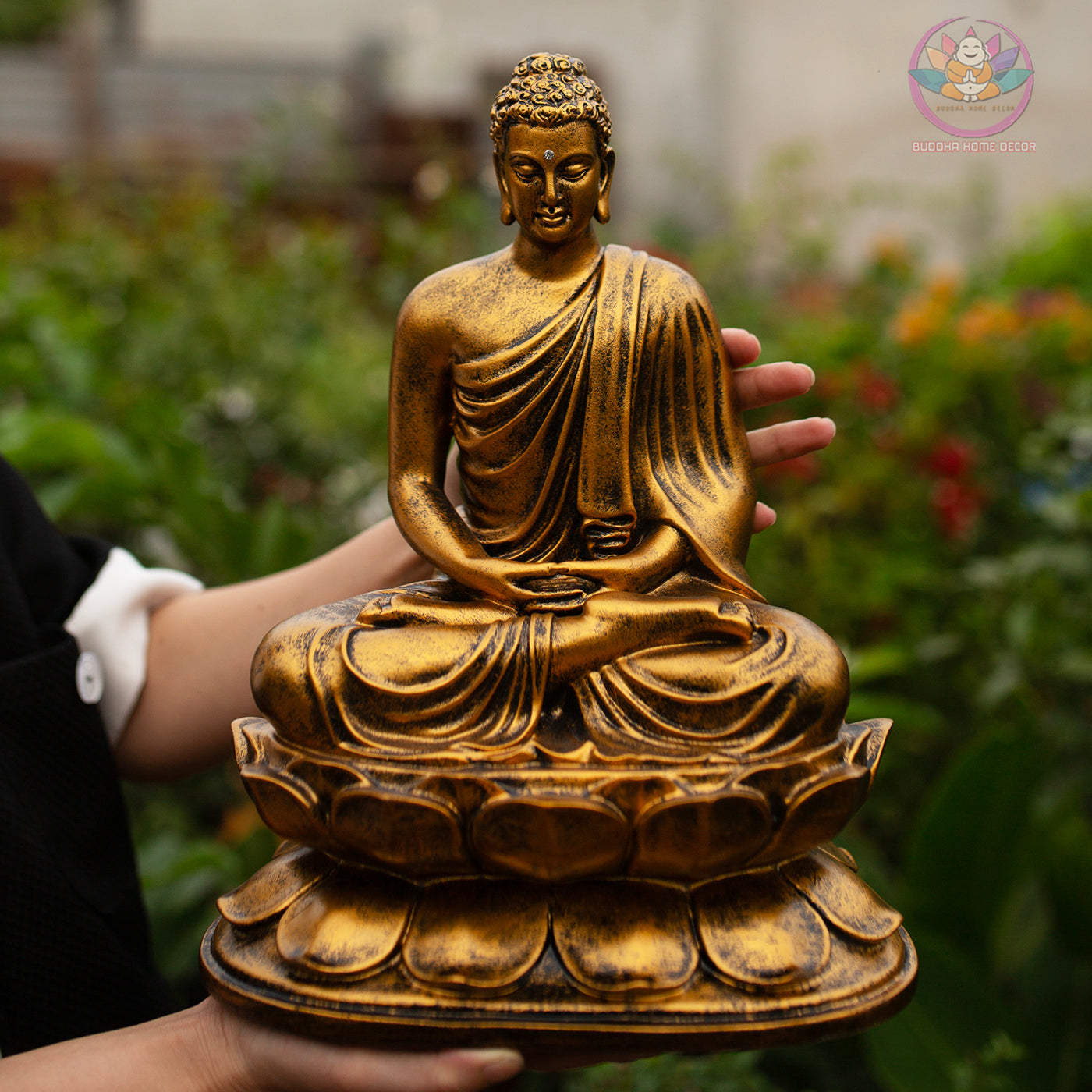 Shakyamuni Buddha Statue – Antique Bronze Resin Sculpture – Zen Meditation Decor, Buddhist Altar Ornament, Spiritual Gift