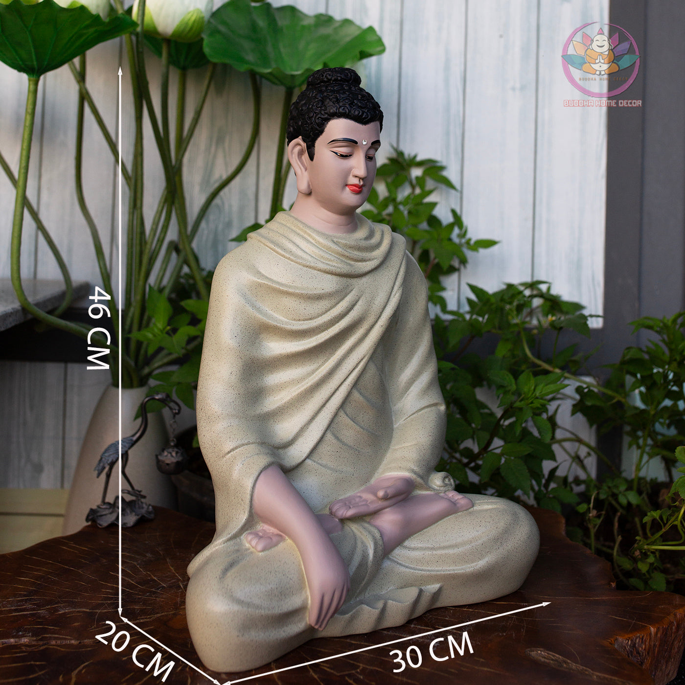 Granite-Look Buddha Statue – Shakyamuni in Meditation | 3D Printed & Hand-Finished | 18.1" Resin Sculpture | Vietnamese Handmade Altar Decor