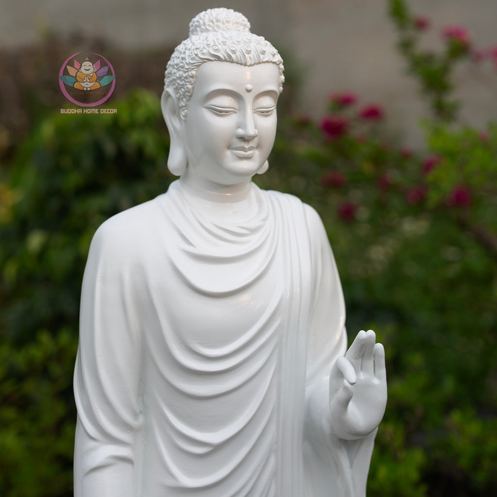 Standing Shakyamuni Buddha Statue, Blessing Buddha Sculpture, Abhaya Mudra Buddha, Zen Spiritual Decor, Buddhist Home Altar Statue