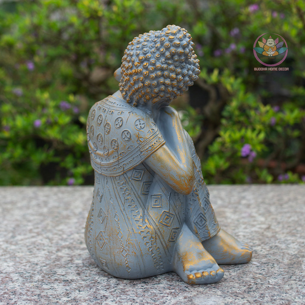 Antique bronze blue Sleeping Buddha Statue for Home Decor – Handmade Zen Buddha Sculpture