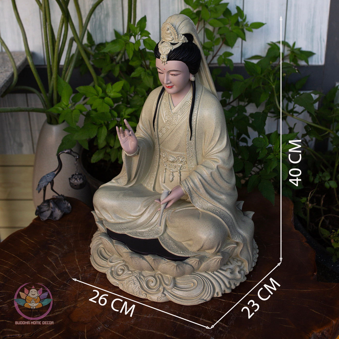 Large Guanyin Statue 15.7” | Kuan Yin Goddess of Mercy Figurine | Resin Sculpture for Altar, Zen Home, Meditation, Spiritual Gift