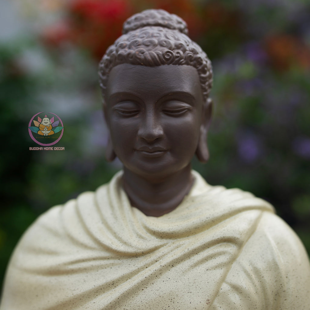 Beige Shakyamuni Buddha Statue – Handmade Meditation Buddha Decor