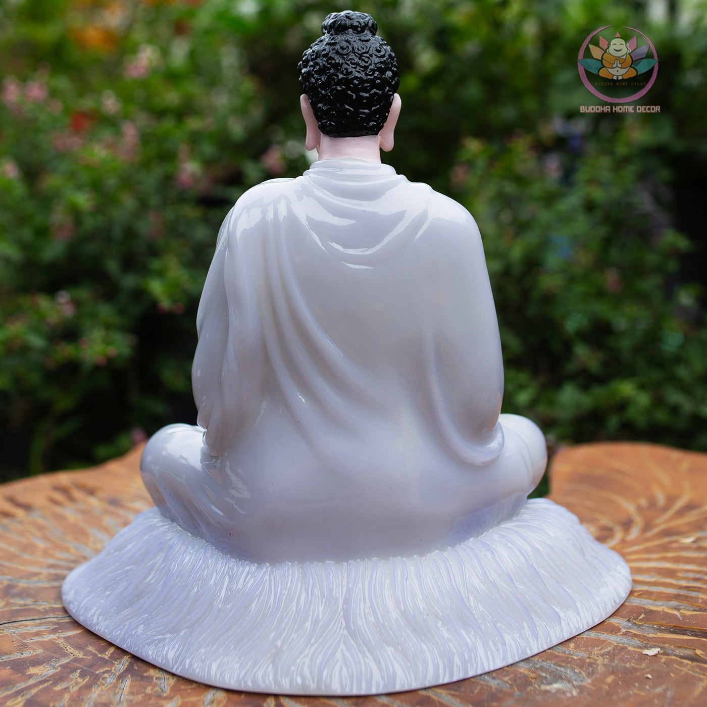 11.8" Shakyamuni Buddha Statue – Glossy Lilac Resin Meditation Figurine, Seated Buddhist Sculpture for Zen Home Altar, Yoga Studio Decor
