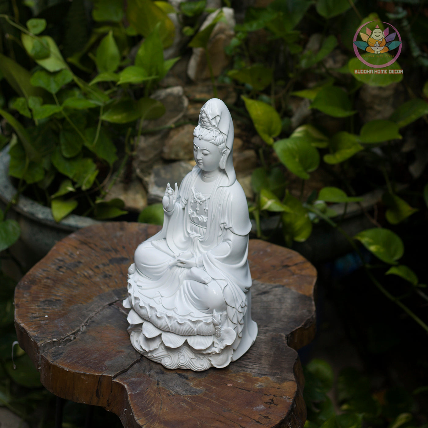 White Guanyin Statue 11.8” | Kuan Yin Goddess of Mercy Figurine | Resin Sculpture for Altar, Zen Home, Meditation, Spiritual Gift