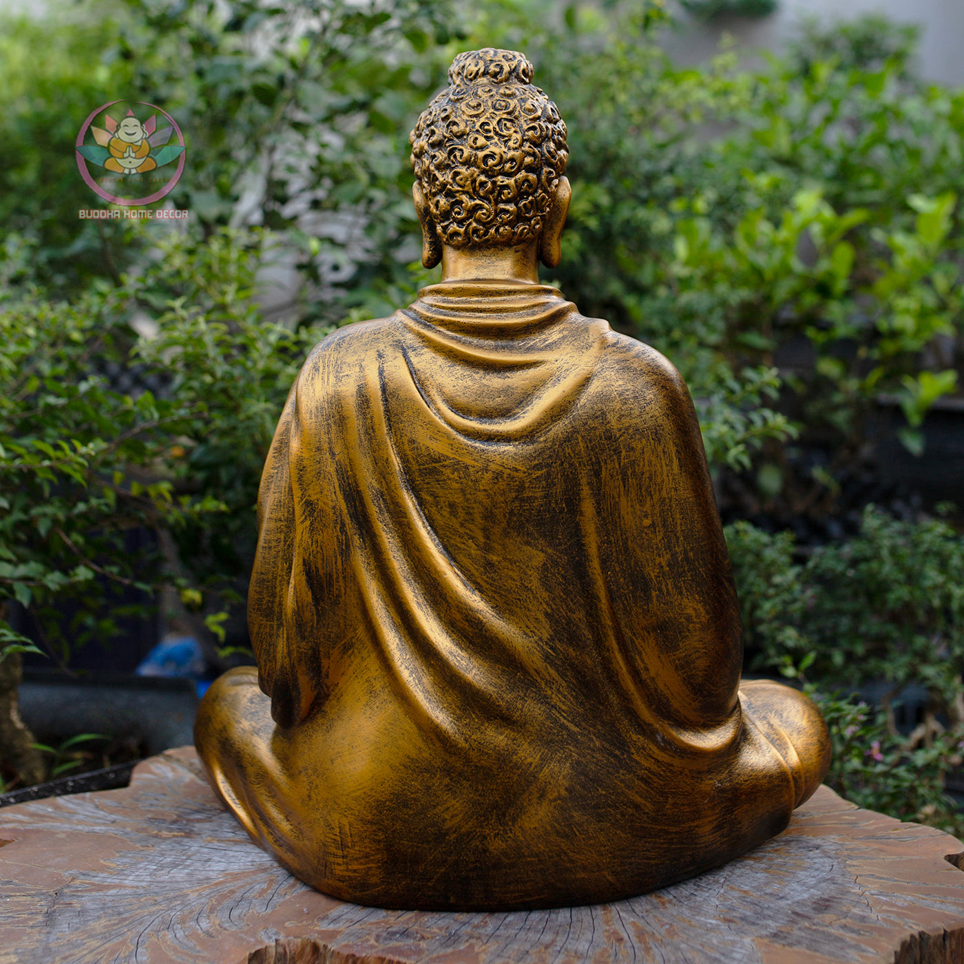 Shakyamuni Buddha Statue | Composite Resin and Stone Powder | Antique Gold Finish
