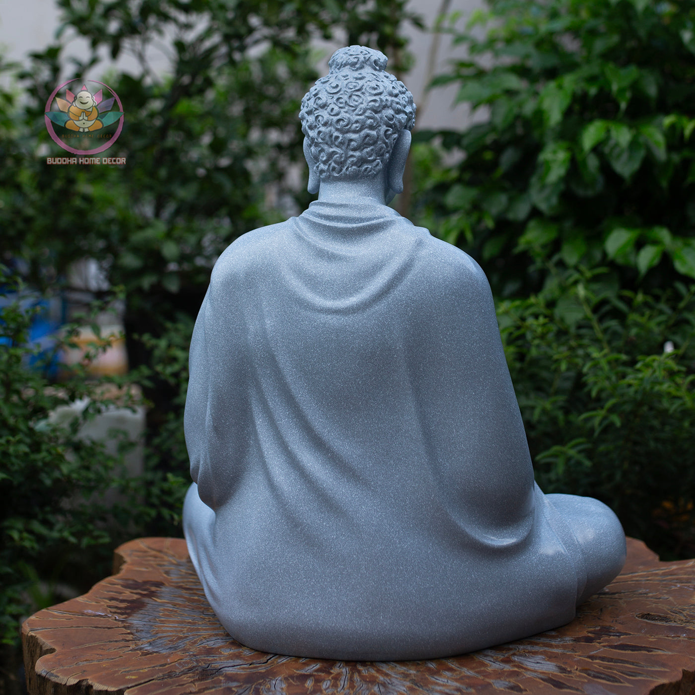 Large Buddha Statue 19.7" – Shakyamuni Meditation Sculpture in Light Stone Finish