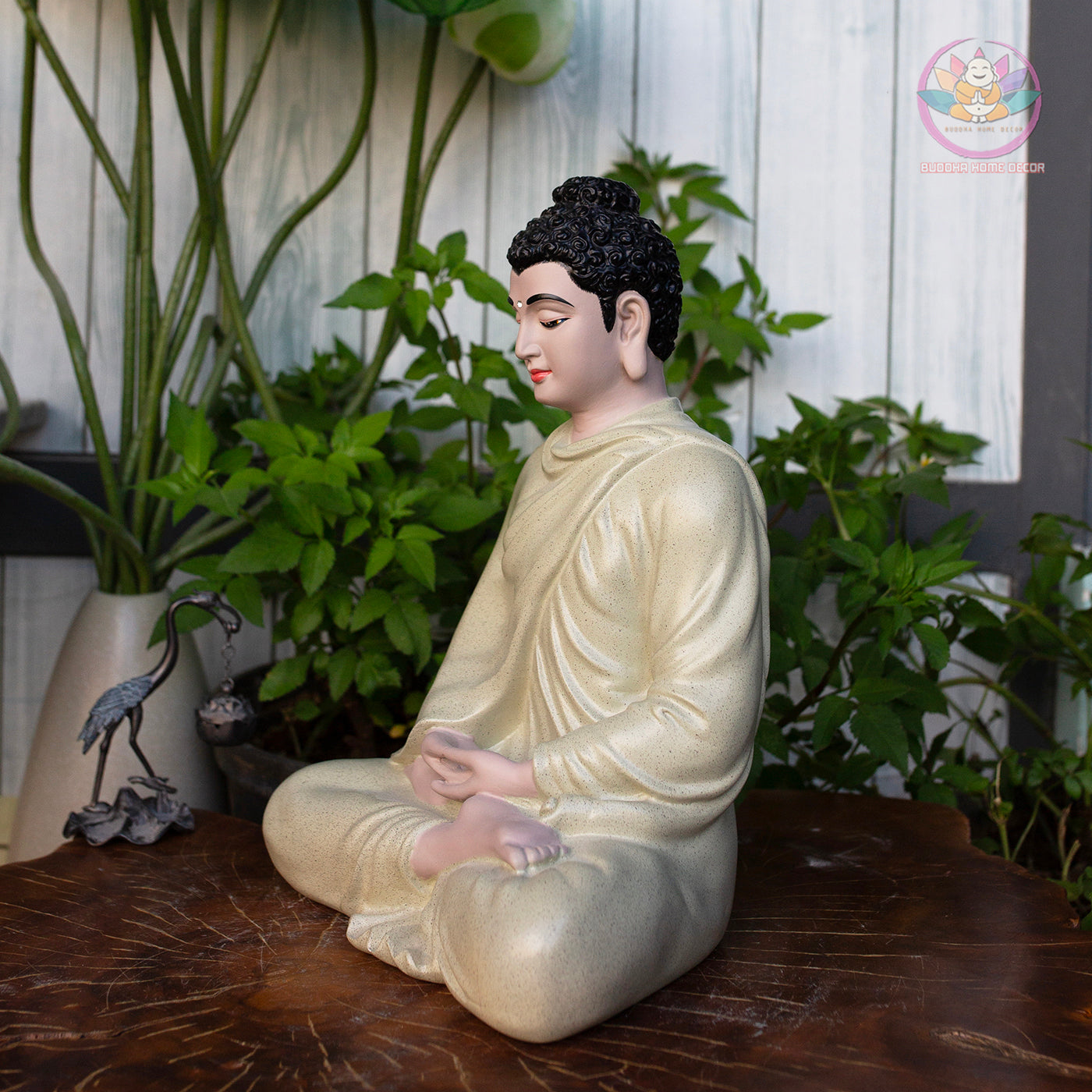 Shakyamuni Buddha Statue – 13.7" Tall | Handmade Resin Meditation Sculpture | Vietnamese Craft Zen Home Decor