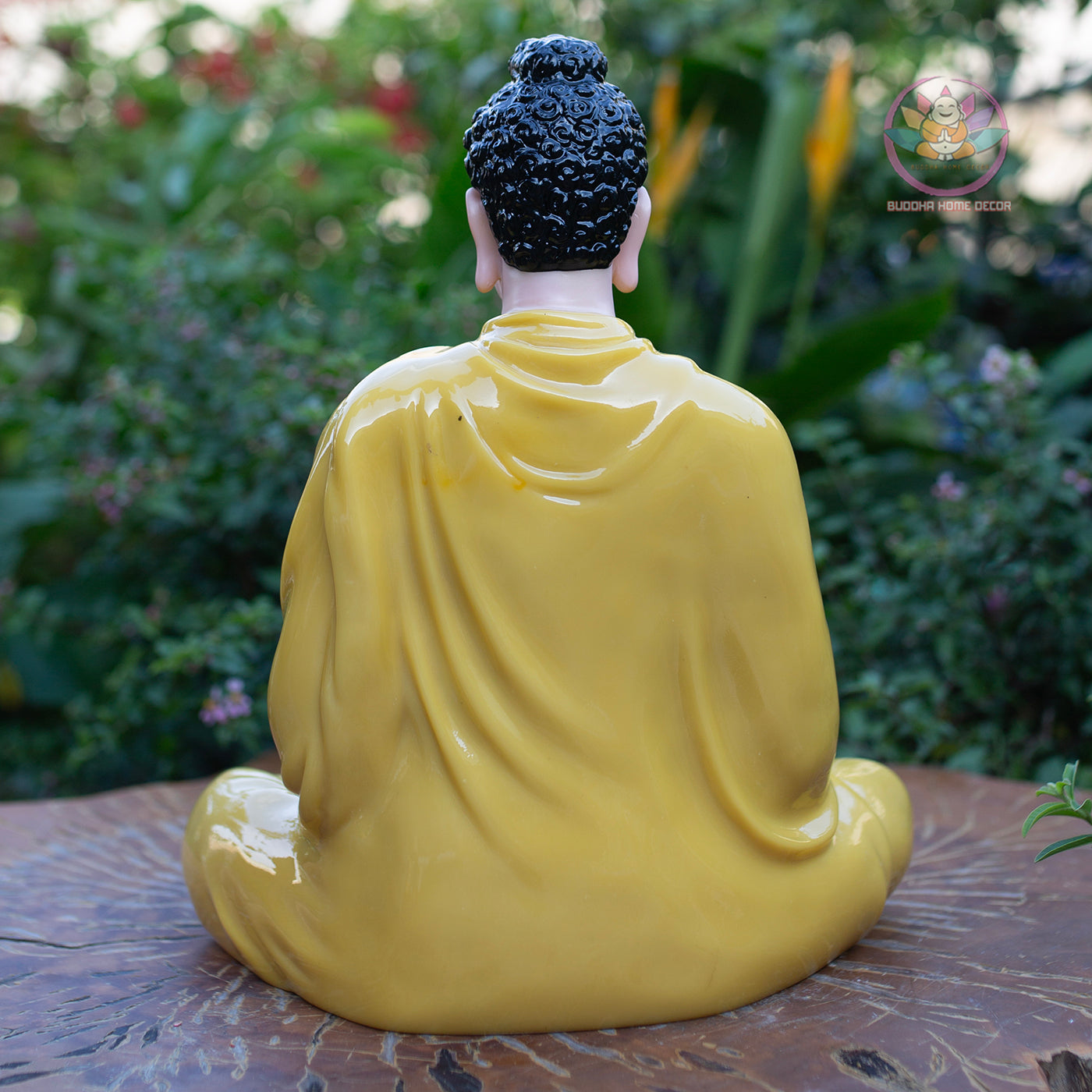 Shakyamuni Buddha Statue – Glossy Yellow Robe Meditation Sculpture – Zen Home Decor, Buddhist Altar Ornament, Spiritual Gift