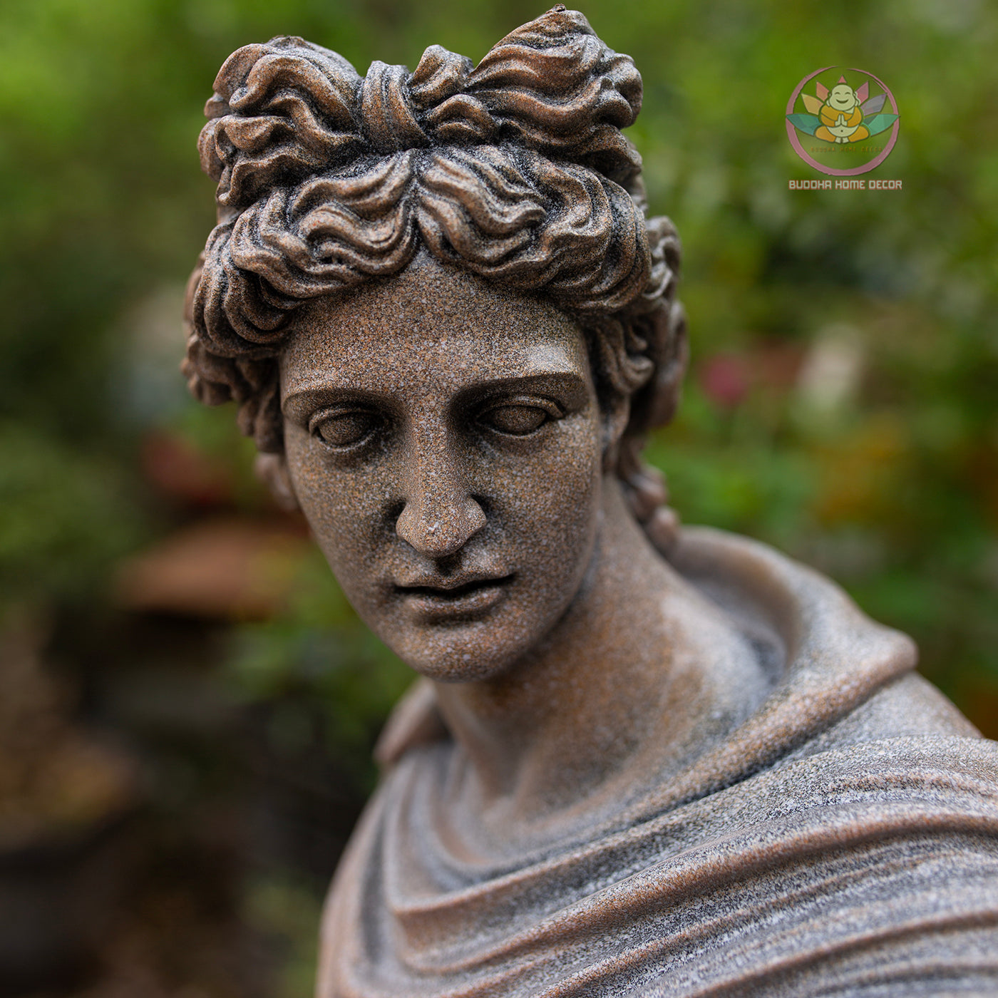 Greek Apollo Bust: Stone Finish Composite Resin Statue | Roman Bust