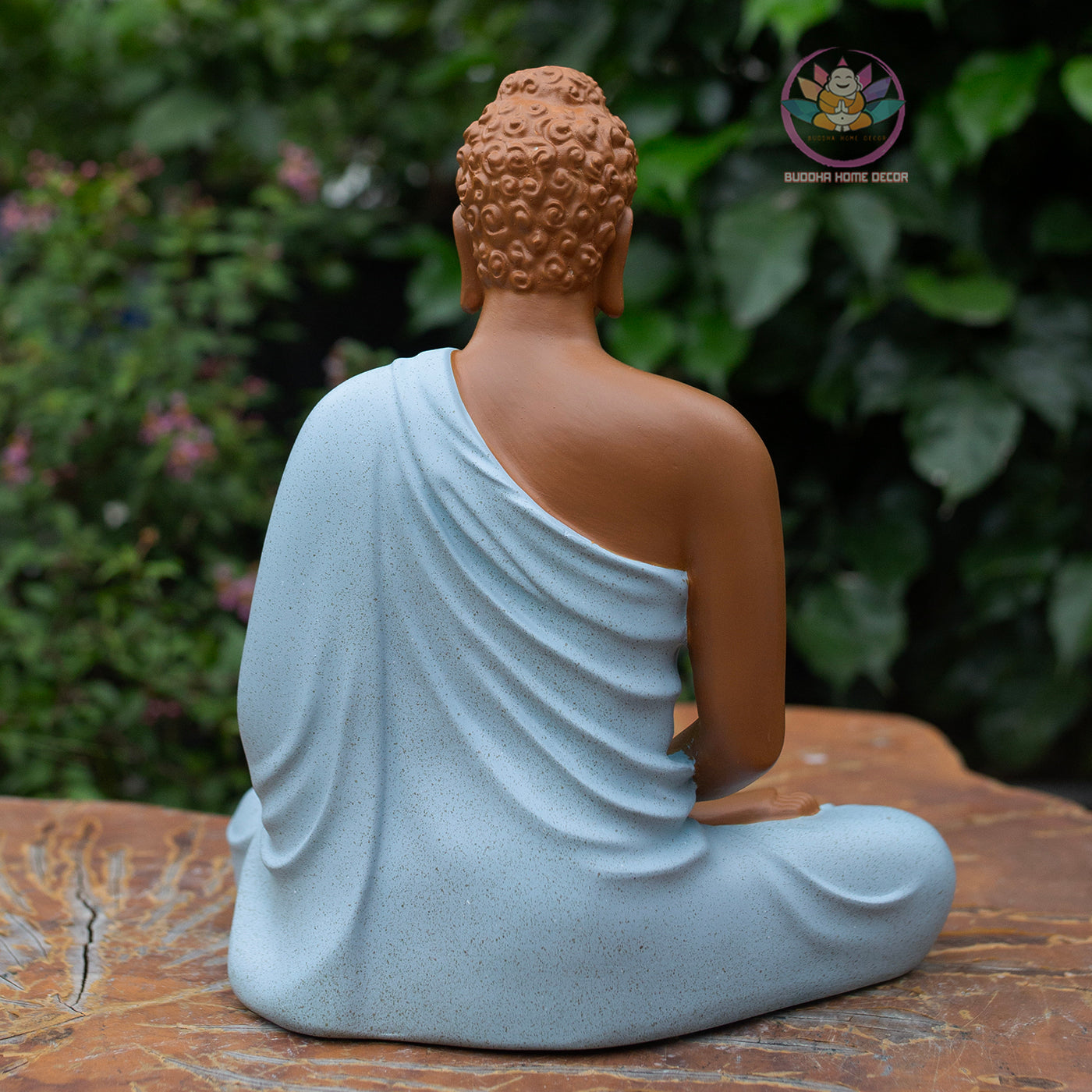 Shakyamuni Buddha Statue 9.4" – Composite Seated Buddha with Blue Robe, Zen Buddhist Altar Home Decor Figurine