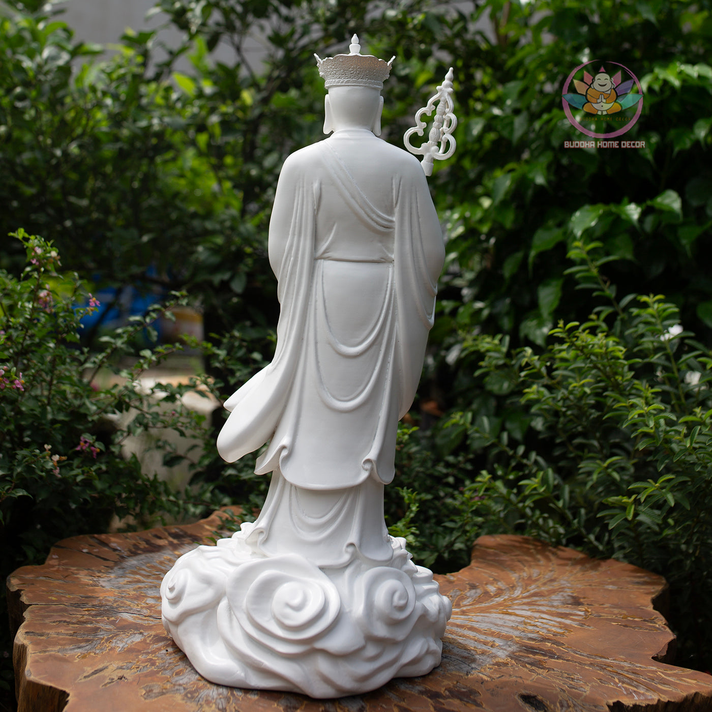 Kṣitigarbha Bodhisattva Statue 50 cm | White Finish Standing Jizo Buddha | Buddhist Altar and Home Decor