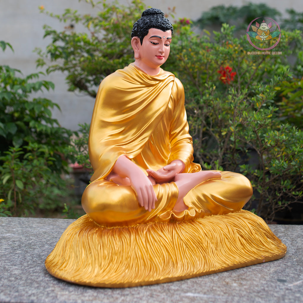 Golden Shakyamuni Buddha Statue – Handmade Meditation Buddha Home Decor