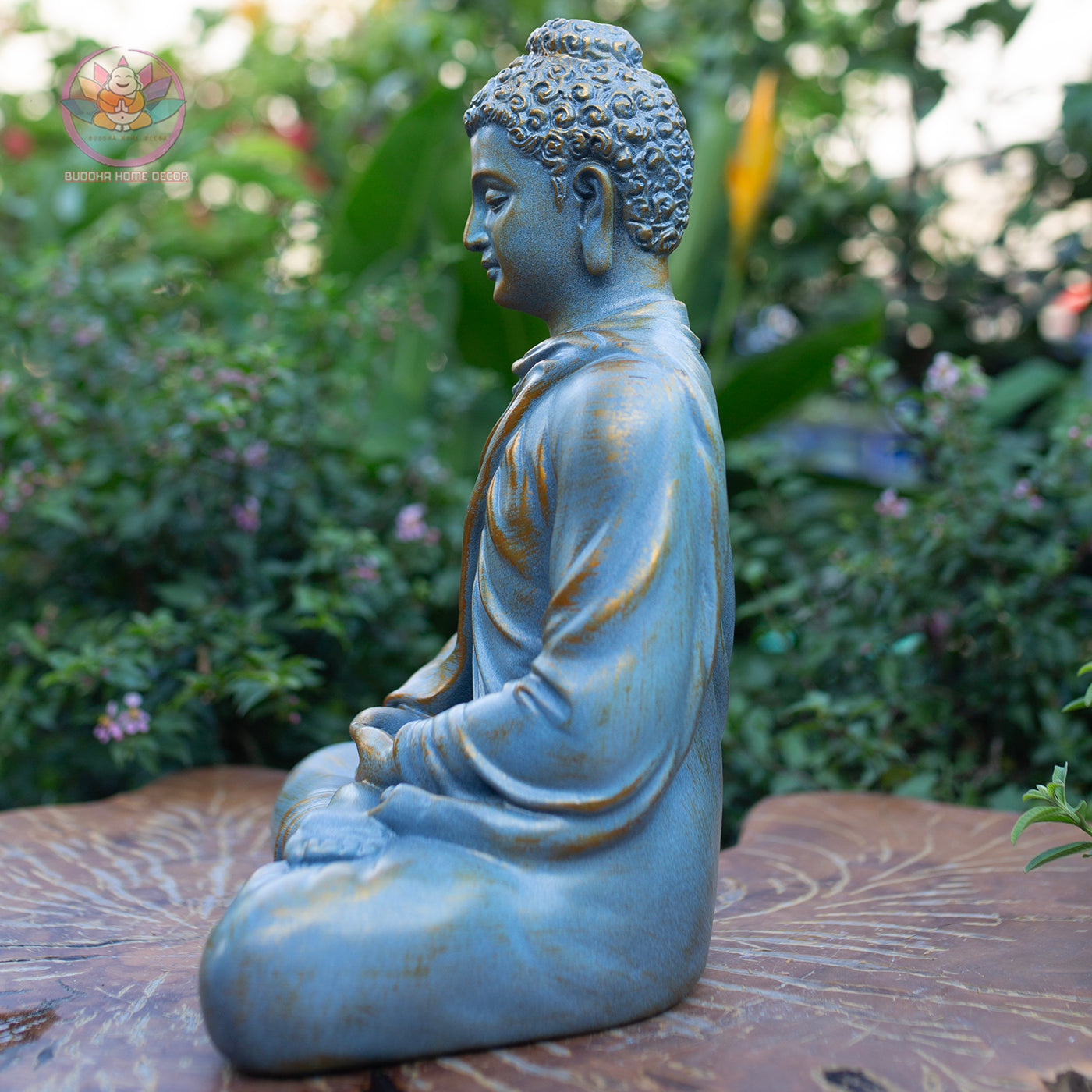 Large Blue Buddha Statue 13.8” | Meditating Buddha Figurine | Resin Sculpture for Altar, Zen Garden, Yoga Studio, Spiritual Gift