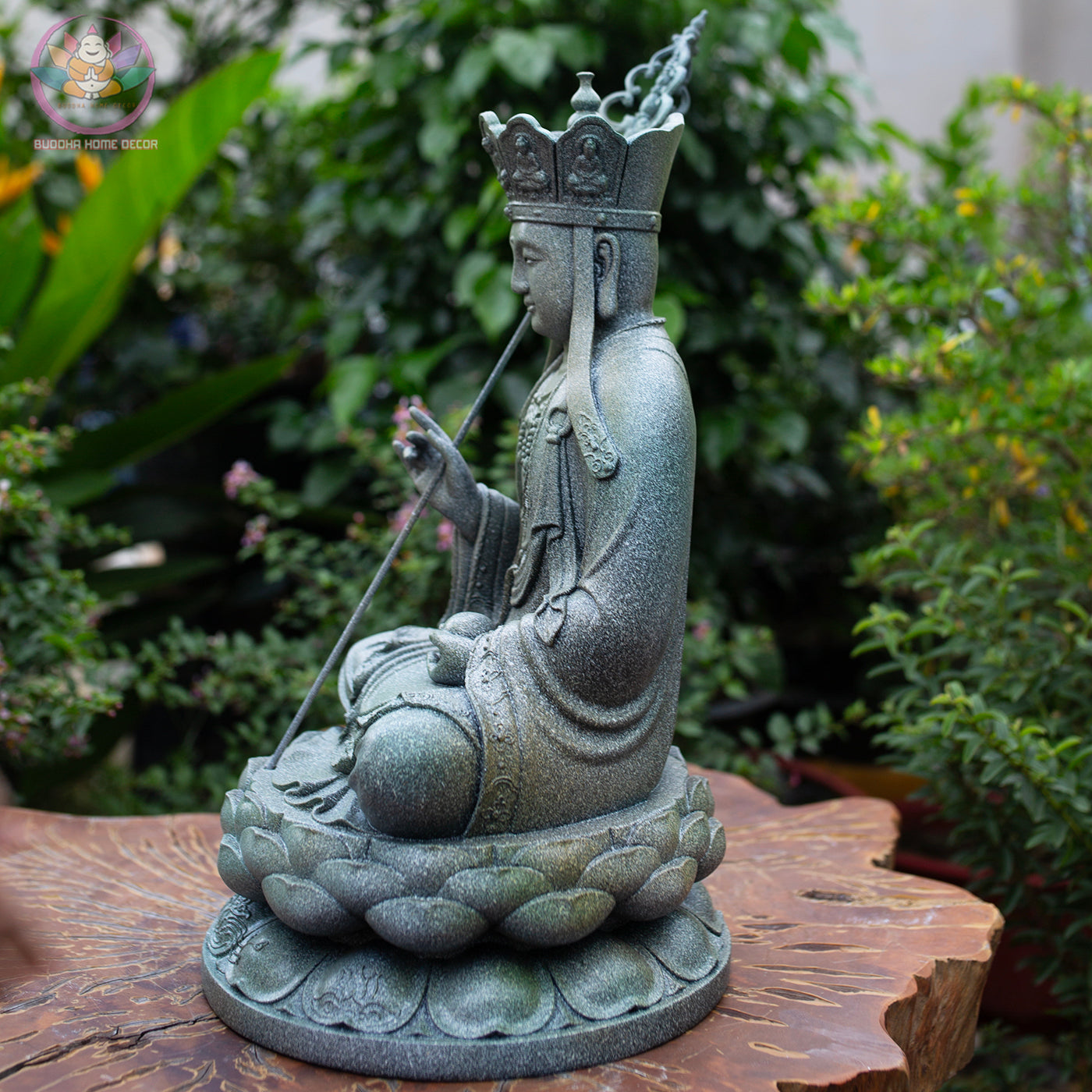 Ksitigarbha Bodhisattva Statue 15.7" – Resin Jizo Buddha Sculpture, Buddhist Altar Decor, Zen Meditation Figurine, Spiritual Gift